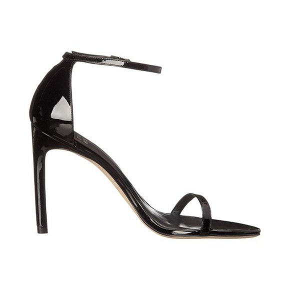 Stuart Weitzman Nudistsong Ankle Strap Patent Leather Stiletto Sandal Heels 7.5 - Picture 2 of 13